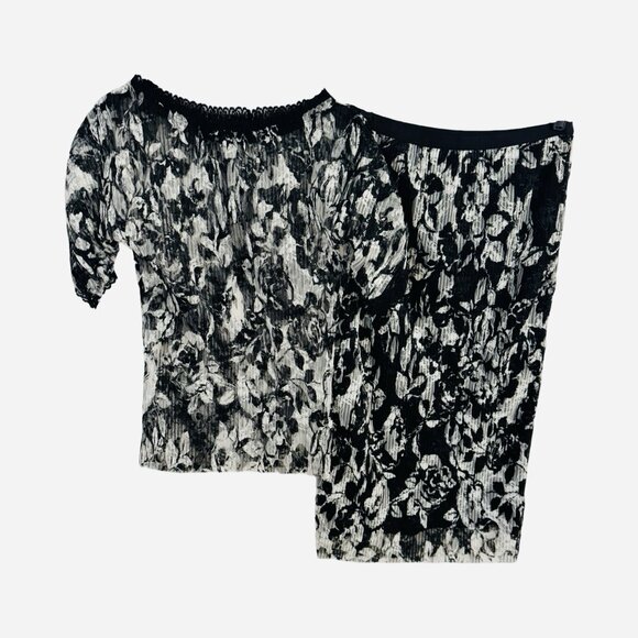 CARLISLE Black and White Lace Stretch Top And Skirt - Picture 1 of 11
